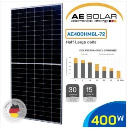 Tấm pin năng lượng mặt trời AE-SOLAR 400W - Chi Nhánh Đồng Nai - Công Ty TNHH Đầu Tư Và Thương Mại Năng Lượng Se Solar